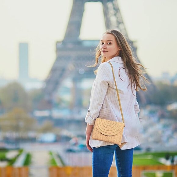 Straw Clutch Bag Women Woven Purse Shoulder Casual Beach Handbag Wallet - Picture 7 of 7